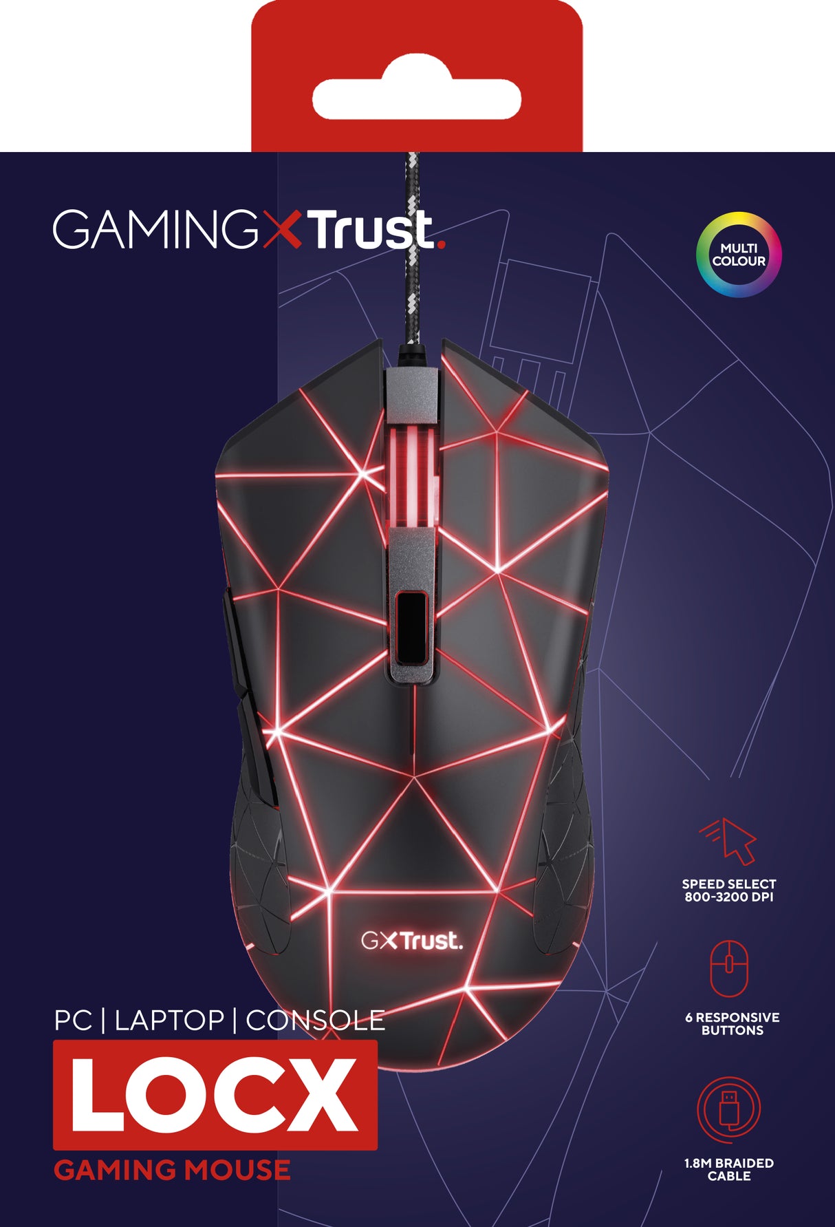 Trust GXT 133 Locx mouse Gaming Mano destra USB tipo A Ottico 4000 DPI