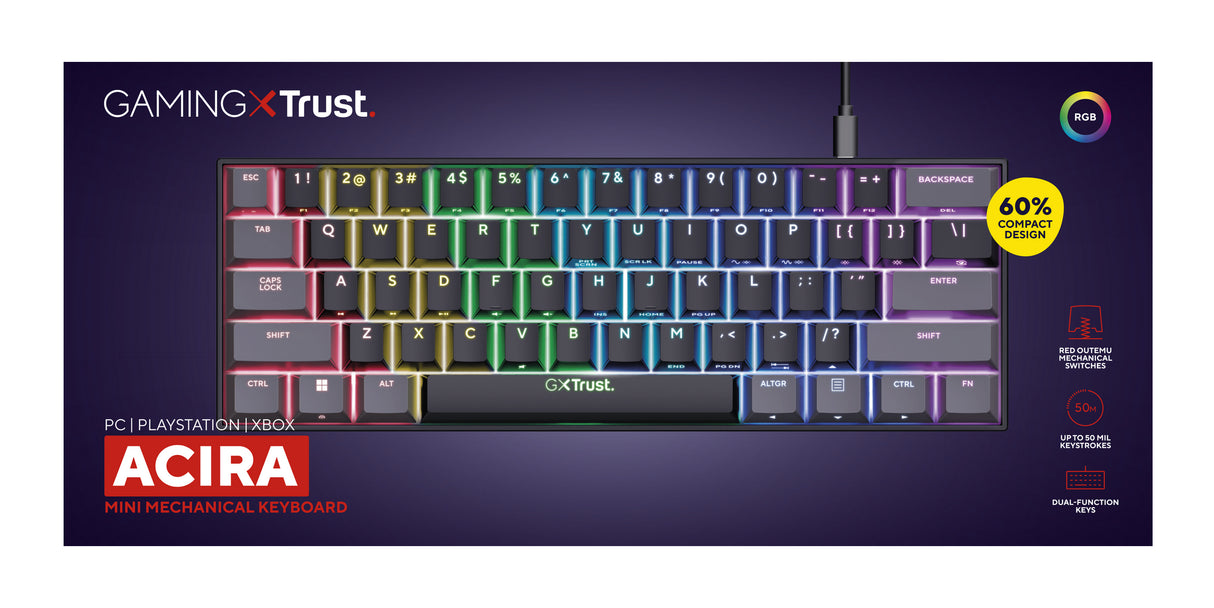 Trust GXT 867 Acira tastiera Gaming USB QWERTY Italiano Nero