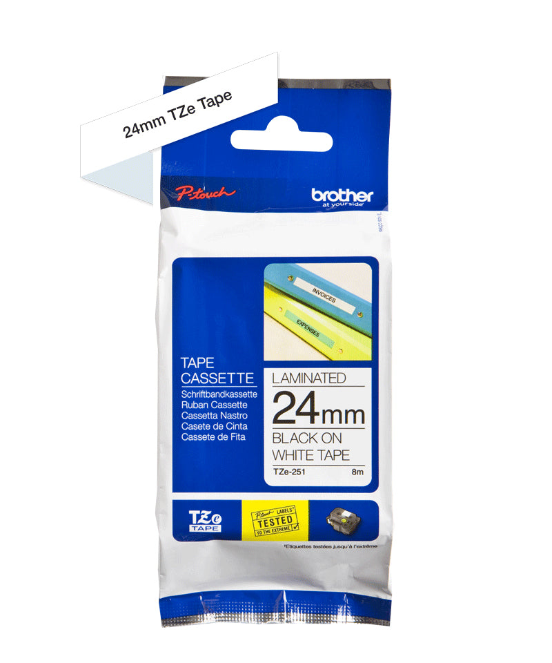Brother TZE-251 nastro per etichettatrice Nero su bianco