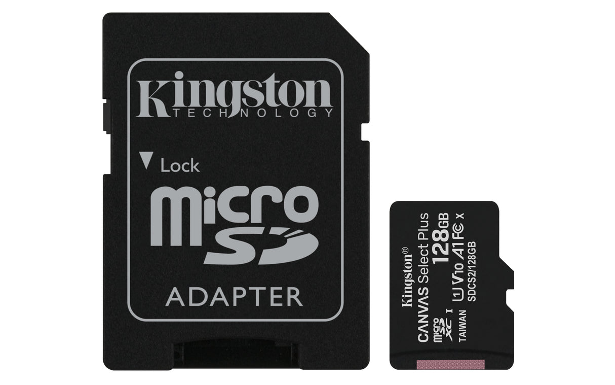 Kingston Technology Scheda micSDXC Canvas Select Plus 100R A1 C10 da 128GB + adattatore