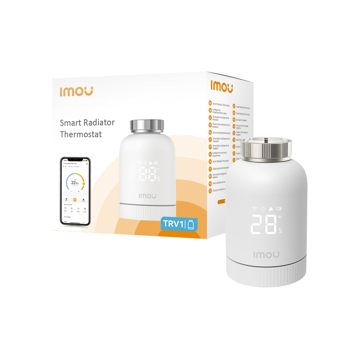 Imou Valvola Termostatica con 6 adattatori di montaggio, con rilevamento finestra aperta, protezione congelamento, programmabile e compatibile con Alexa e Google.