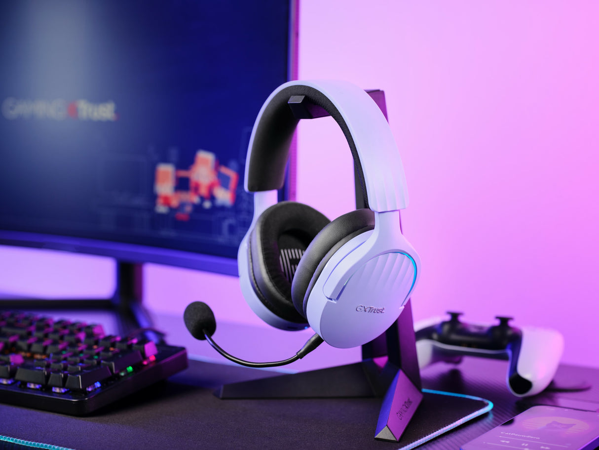 Trust GXT 491P FAYZO Auricolare Con cavo e senza cavo A Padiglione Gaming USB tipo A Bluetooth Nero, Viola