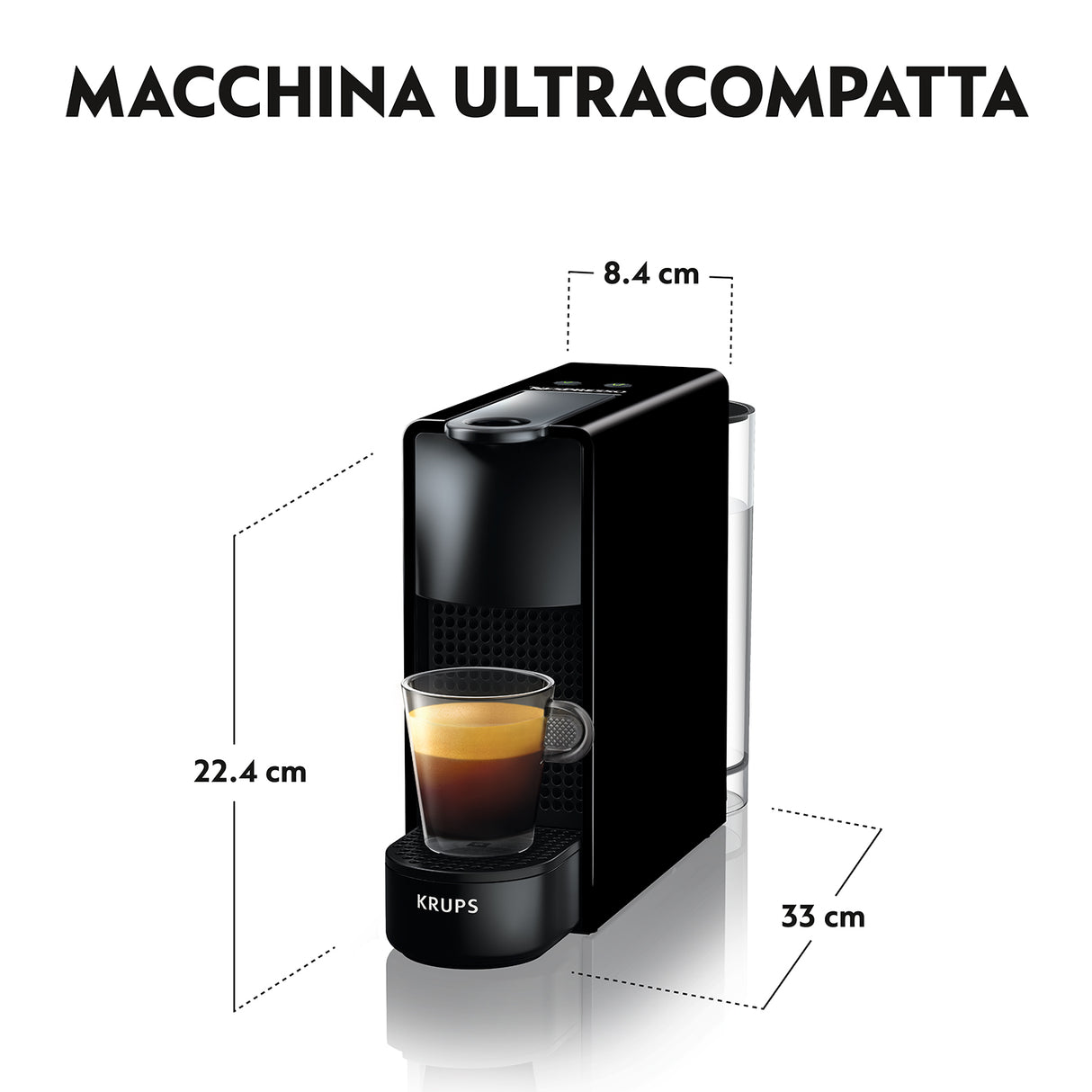 Krups XN1108 Nespresso Essenza Mini, Macchina per caffè a capsule, 0,6 L, Capsule caffè, 1310 W, Nero