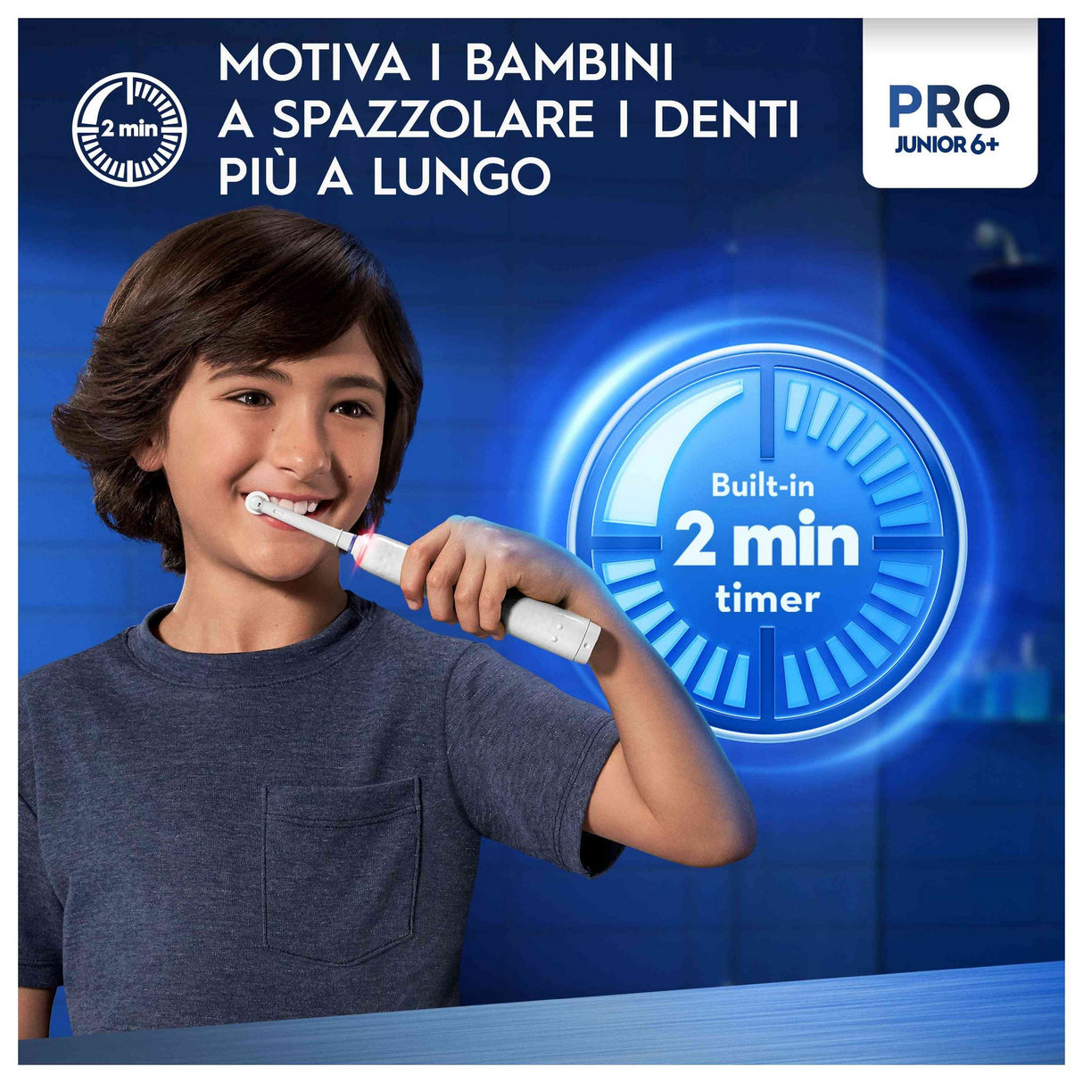 Oral-B PRO 14876674 spazzolino elettrico Bambino Spazzolino rotante Multicolore, Bianco